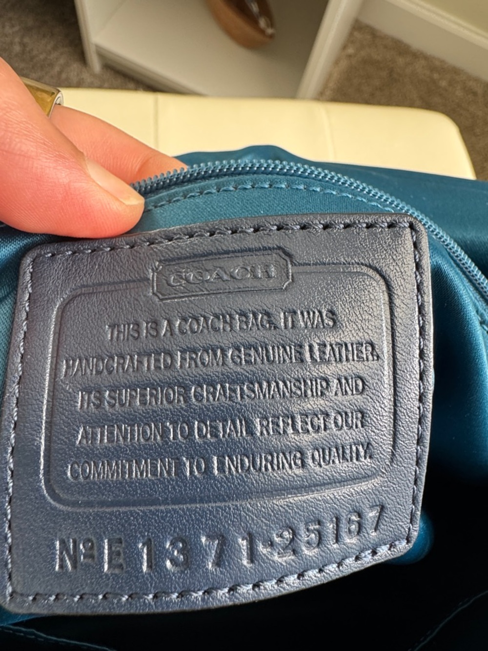Coach Sadie Teal Leather Top-Handle Satchel with Strap - Picture 9 of 15